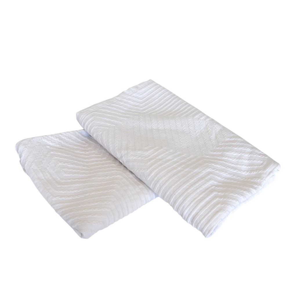West Elm White Textured Pillow Shams (Pair)